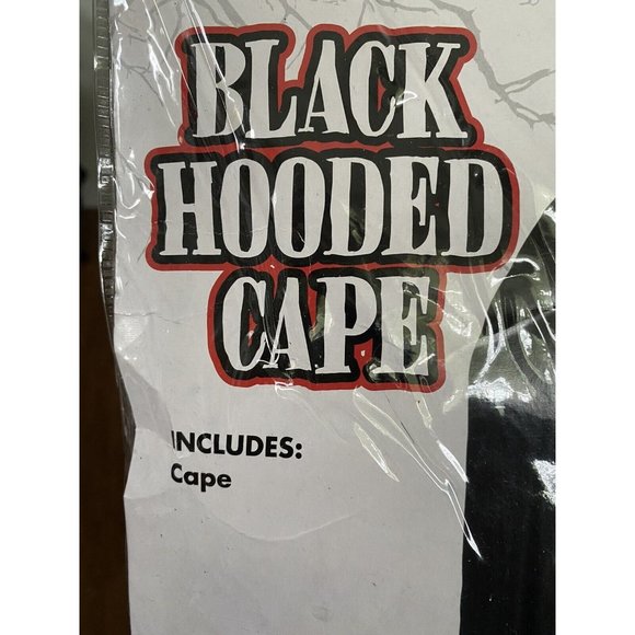 Spirit Halloween Adult Black Hooded Cape Costume One Size Fits Most Cloak NIB‎ - Picture 5 of 12